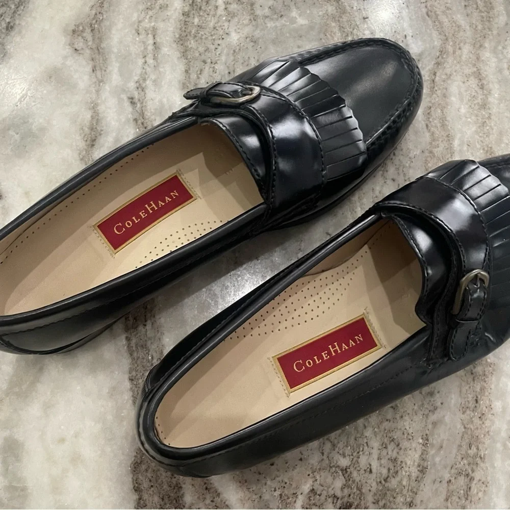 Cole Haan Black Monk Strap Loafer Buckle Size 10